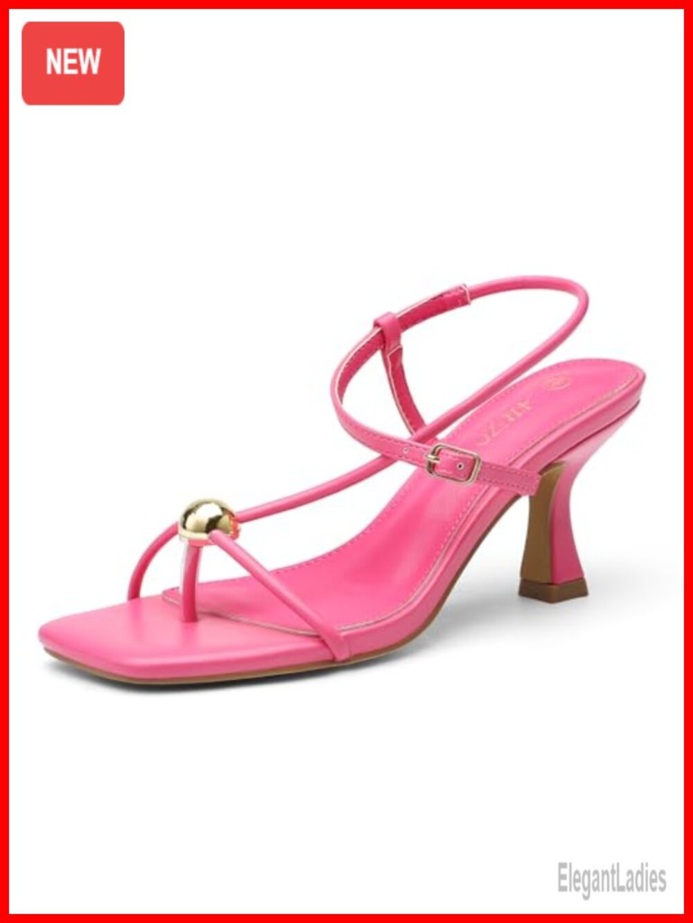 Faux Leather Kitten Heel Square Open Toe Slingback Flip Flop Sandals